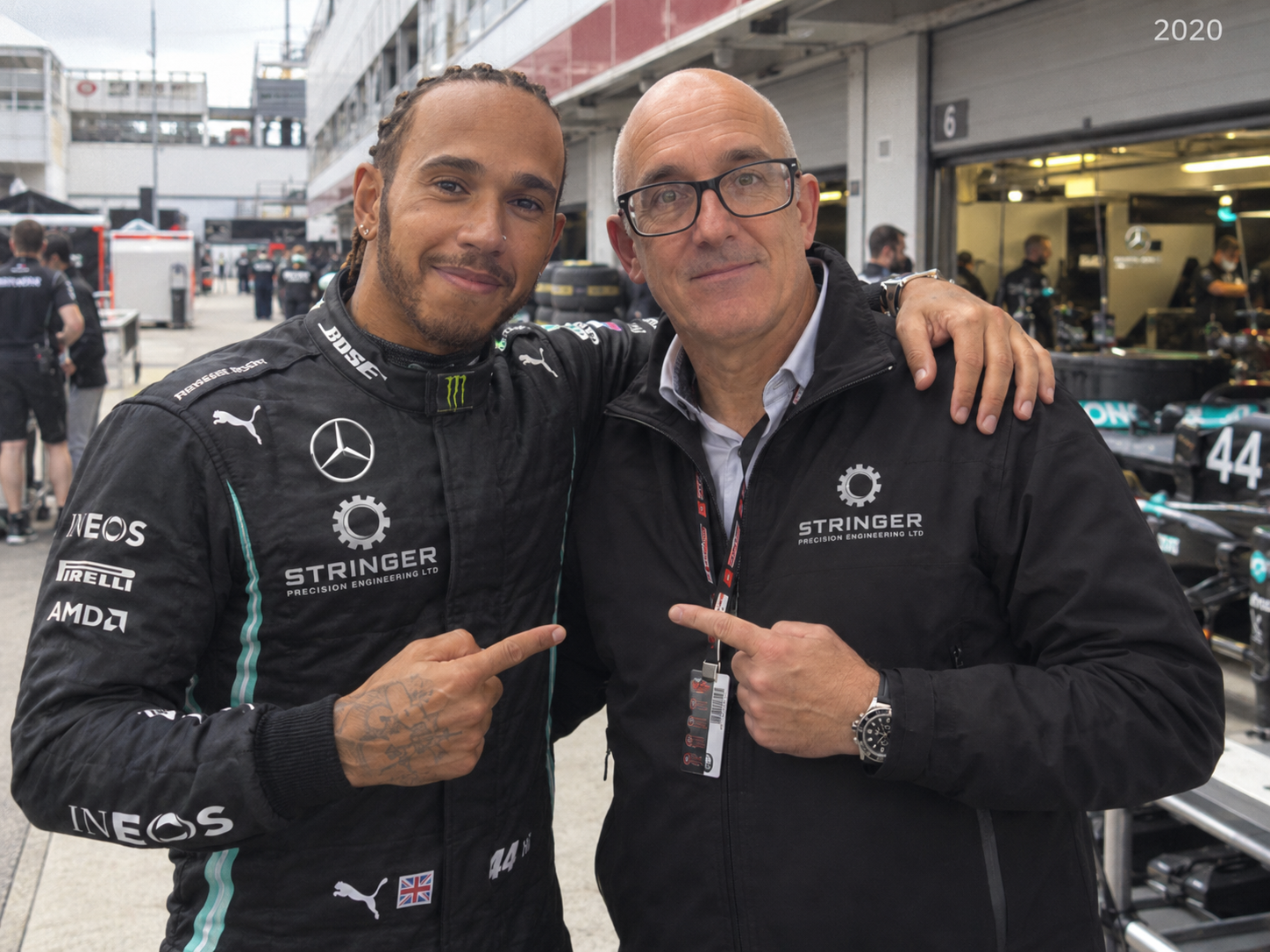 Supplied parody image depicting Red with Lewis Hamilton in a Mercedes paddock setting